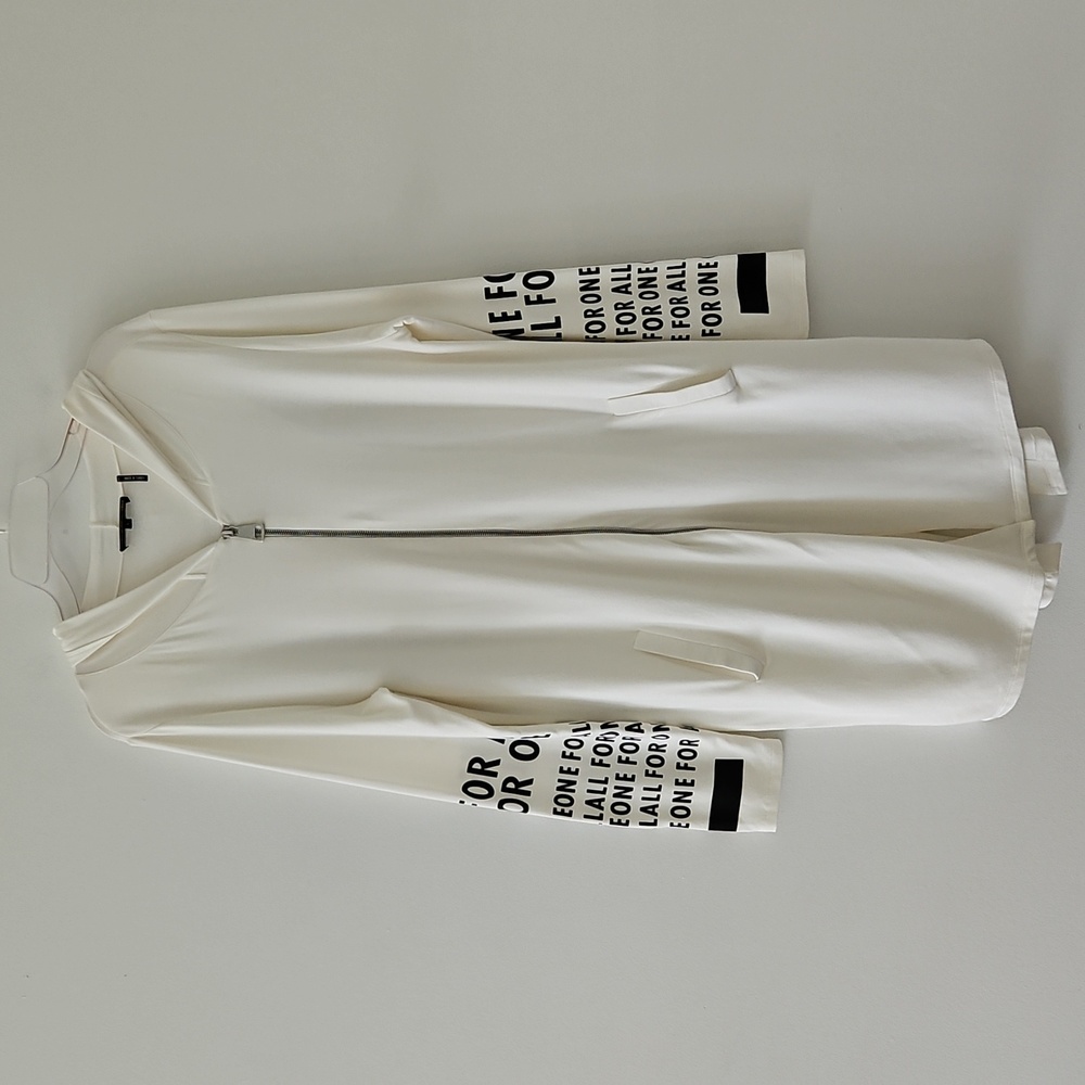 Jane & John Longline Zippered Hoodie Tunic‎ Spellout "ALL FOR ONE, ONE FOR ALL" - Picture 3 of 16